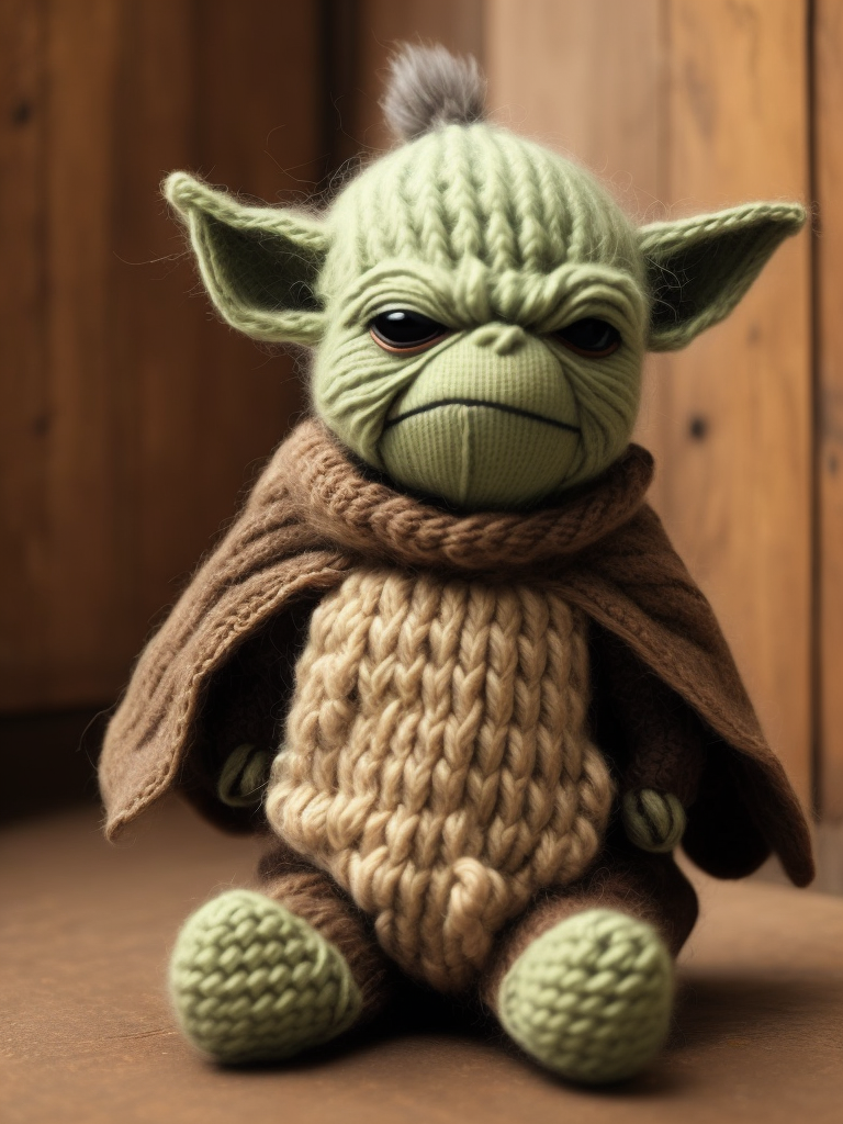 Master Yoda as a knitted toy