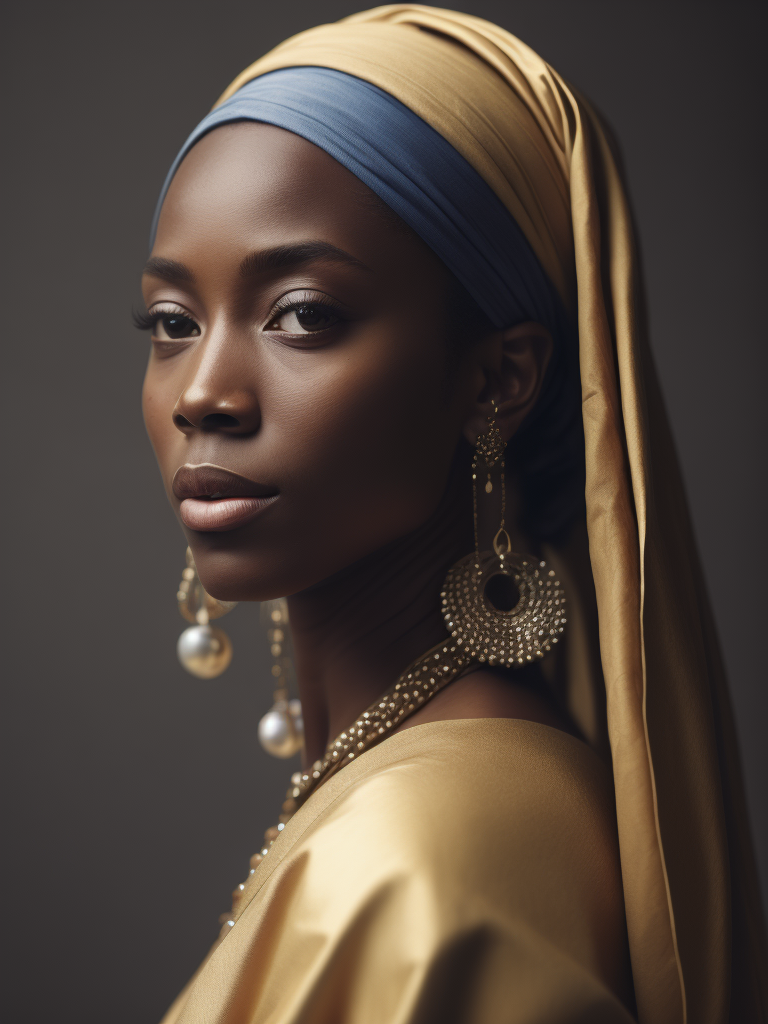 A beautiful African princess with a pearl earring by Johannes Vermeer