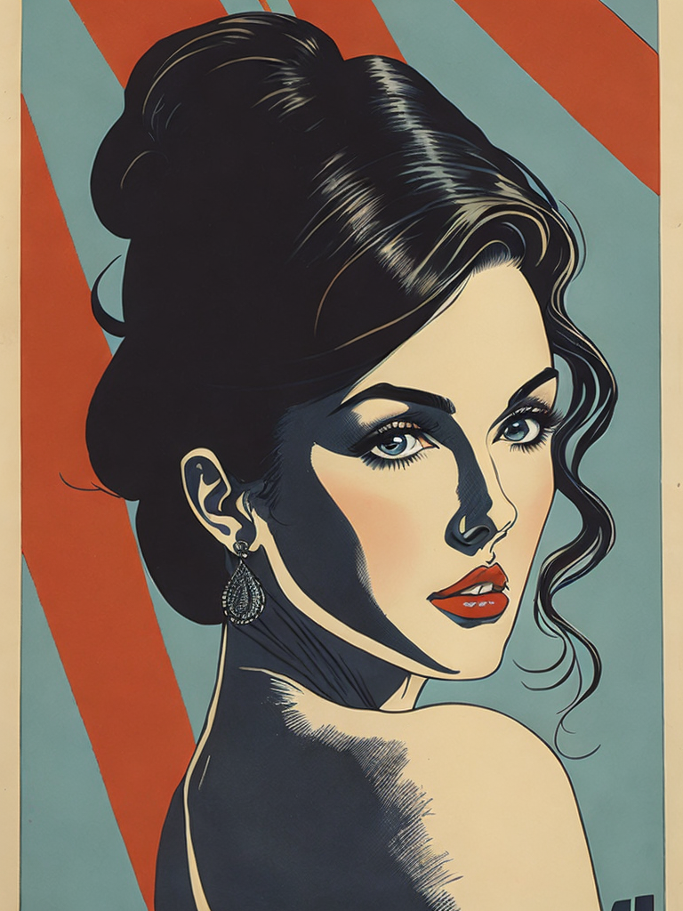 This artwork of a girl by George Wilson is an eye-catching poster-style drawing and illustration representing the iconic pulp style.