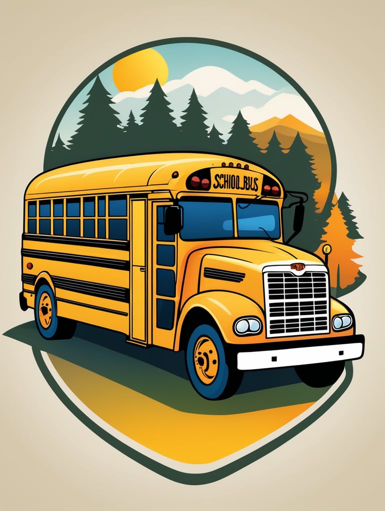 School Bus Vector, mascot logo, bright colors, vector Logo, vector image