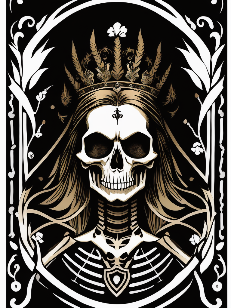 A vector art of a queen skeleton tattoo