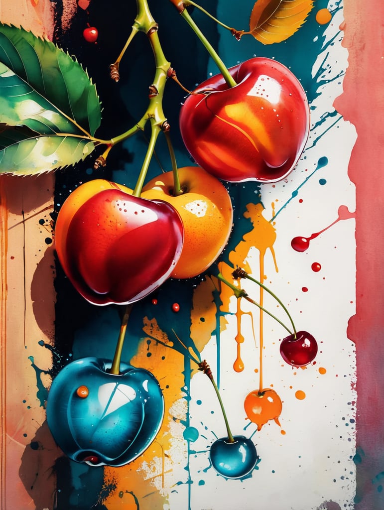 fruit cherry watercolor