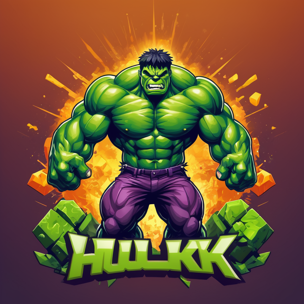 Vector Hulk smash mascot logo, e-gaming, bright colors, Gaming Logo, vector image