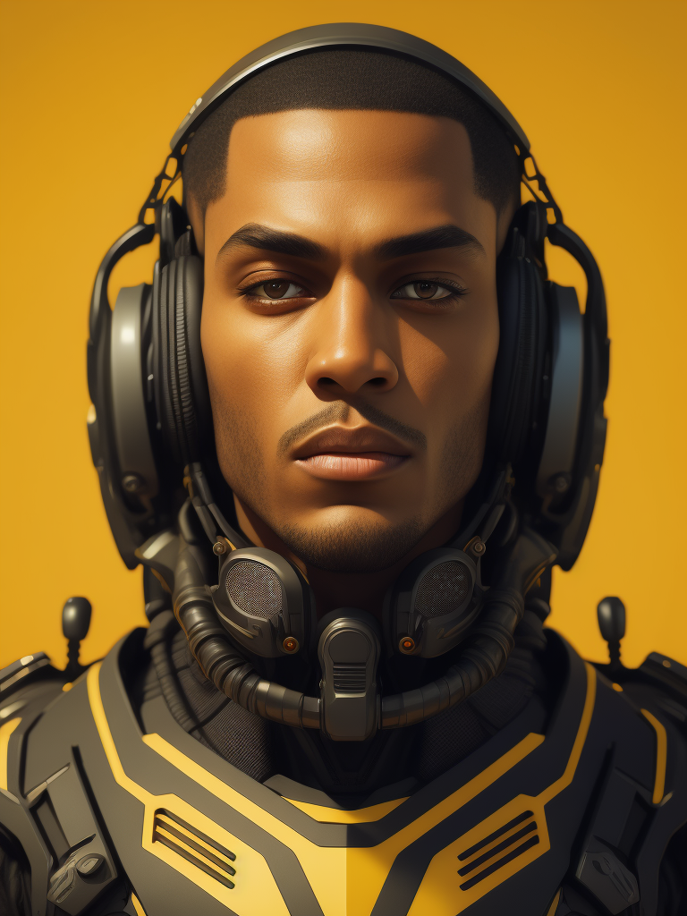 futuristic computer game illustrated character on yellow background illustrated illustration graphic character on purple background in graphic circle in skafander