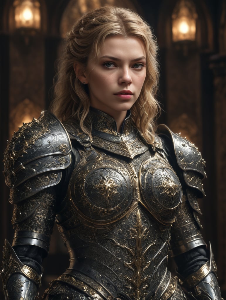 gothic full plate armor, mirror shine, stella maxwell