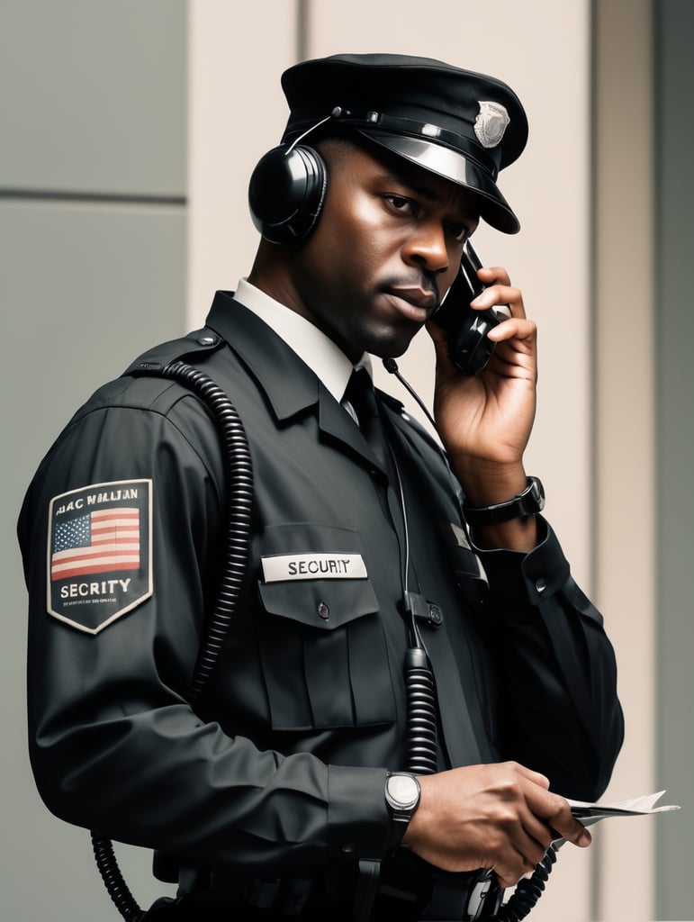 black security agent call on radio