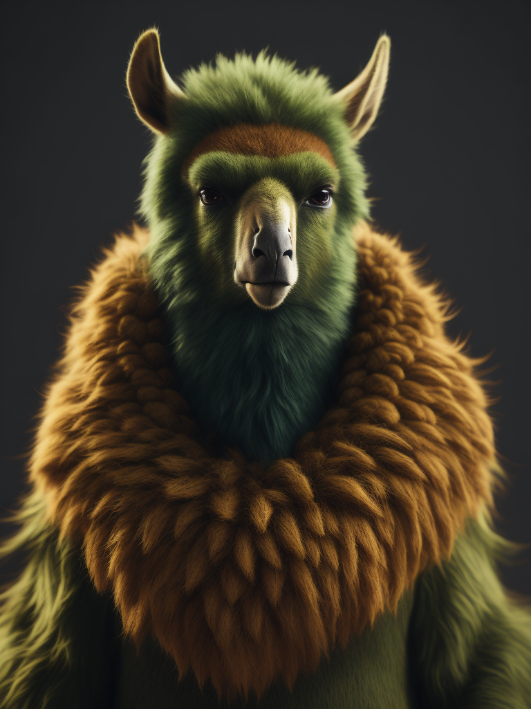 Knitted green lama