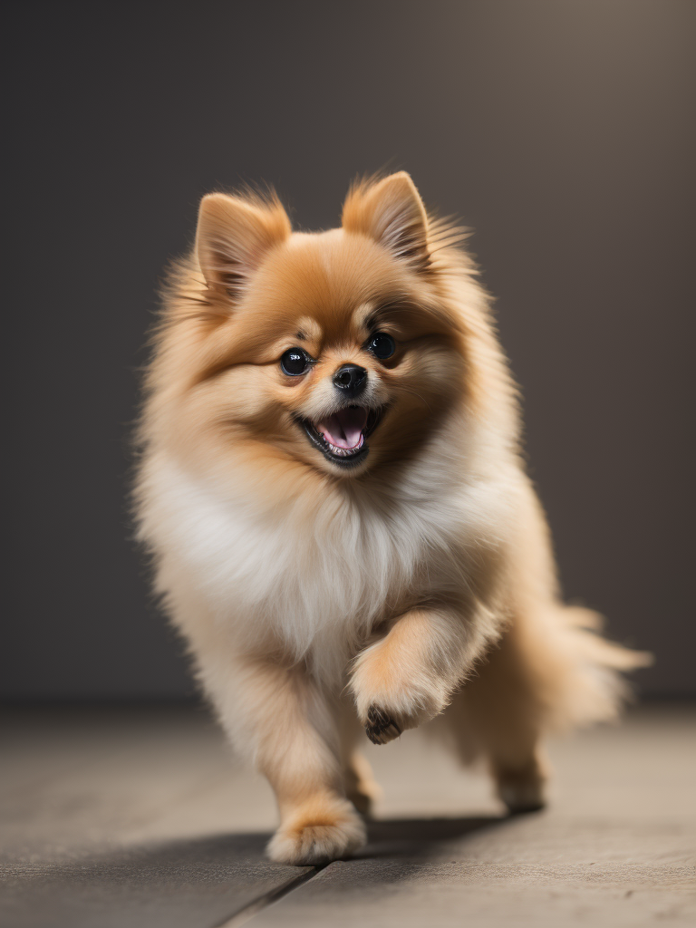 Pomeranian running around the house.