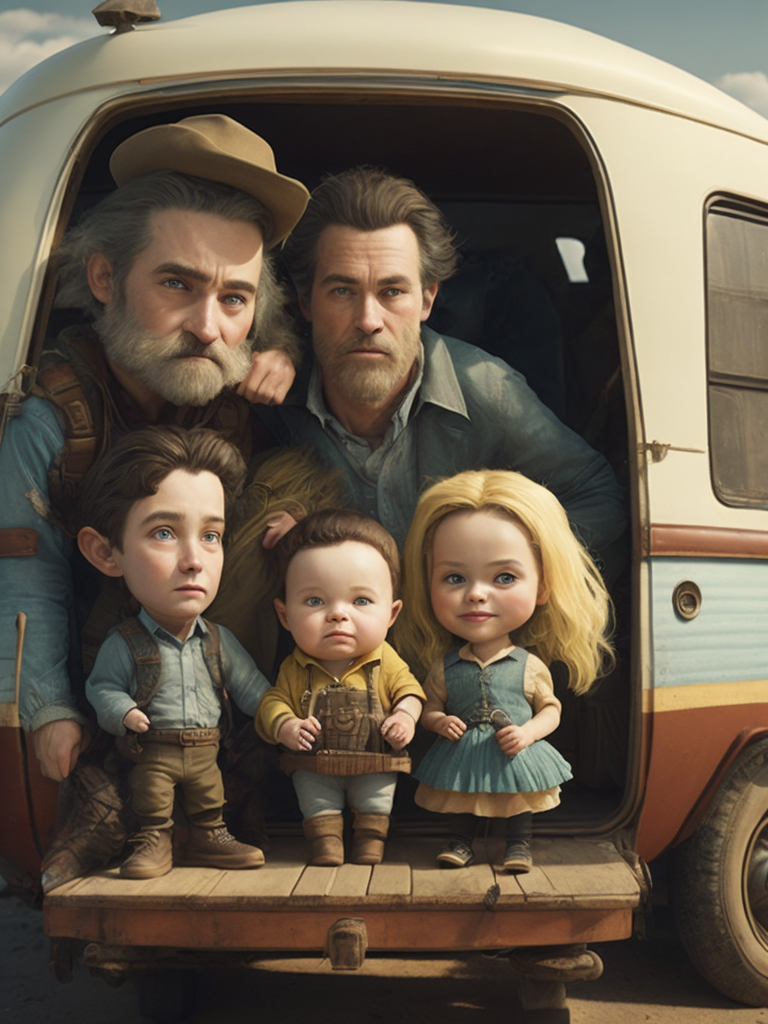 A redneck family in a trailer park by mark ryden, soft palette, trending on artstation