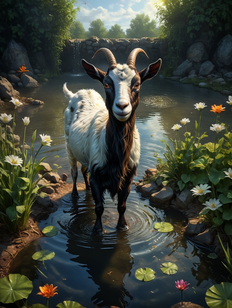 Seeing the bird's baby drowning, the goat jumped into the pond to save him, but the goat did not know how to swim. Because of this, she also started drowning in the pond.