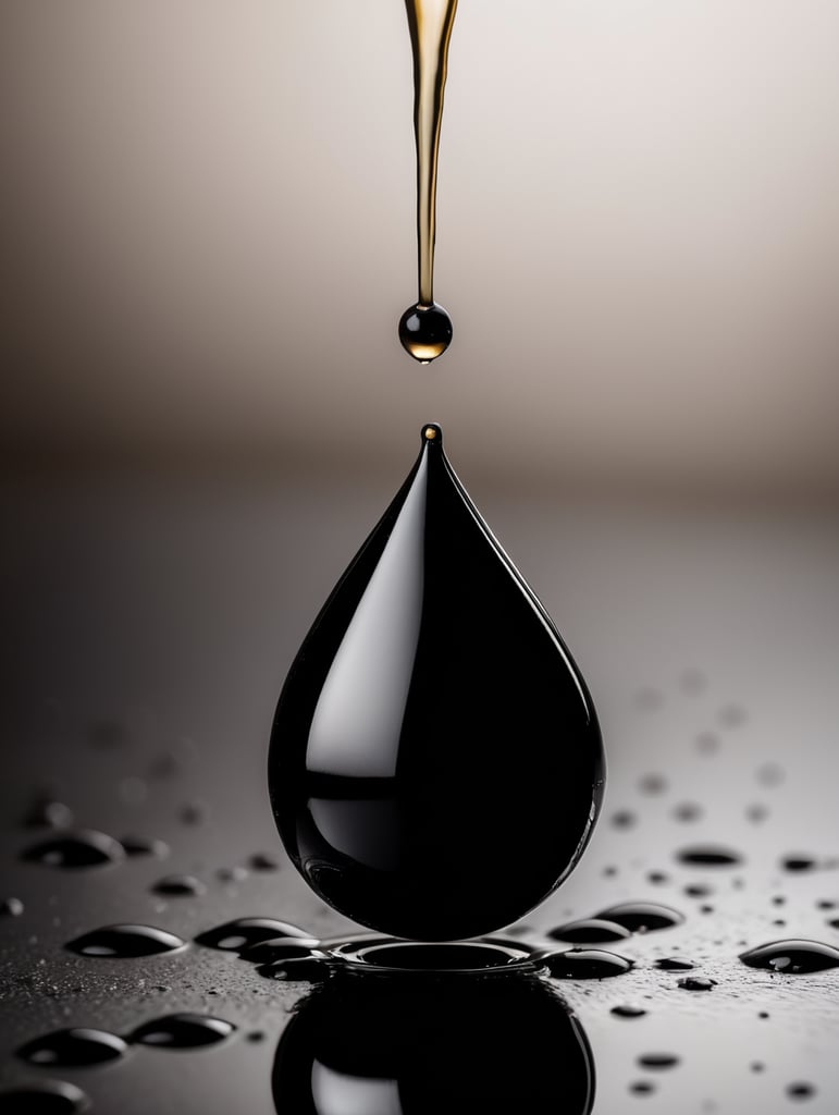 Minimalism, black oil drop on a black background