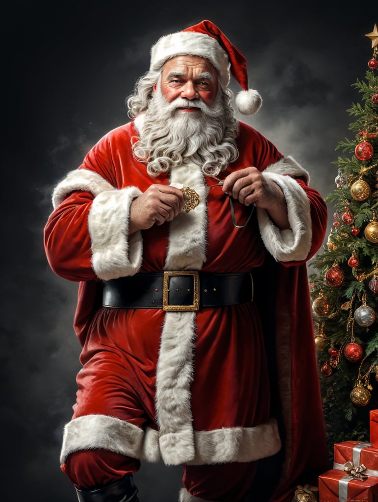 A Clean portrait of the full body of Santa on white background