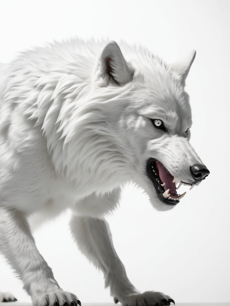 side view shiny black werewolf crawling