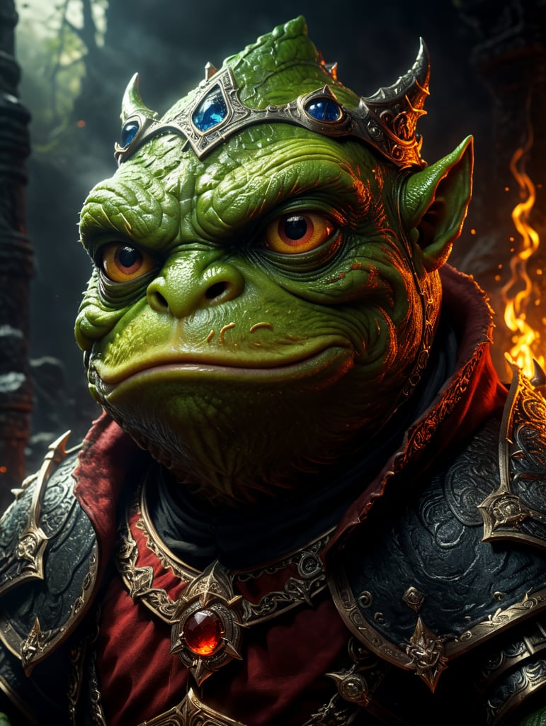 Pepe the frog in the diablo fantasy style dark fantasy diablo 4 art