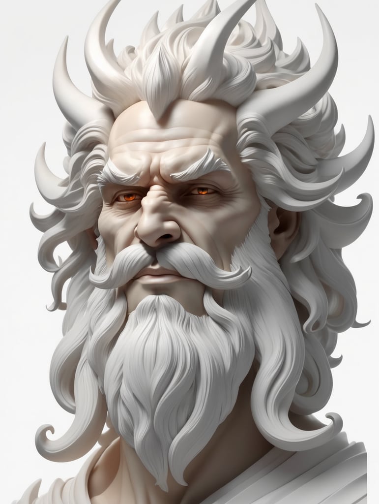 I want a portrait of hades to look like 3D zbrush and be done in a single color. he is in the dark