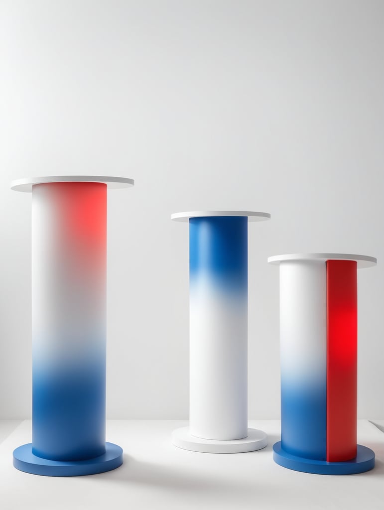 debate podium red and bleu