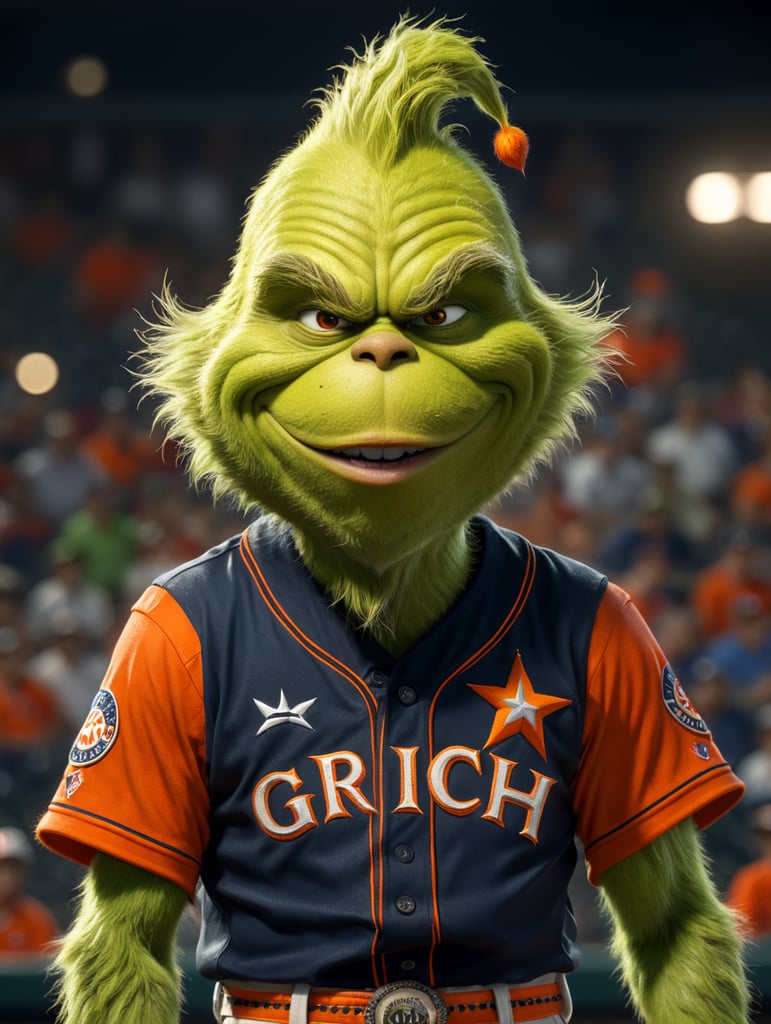 Happy grinch in Houston Astros Uniform Baseball