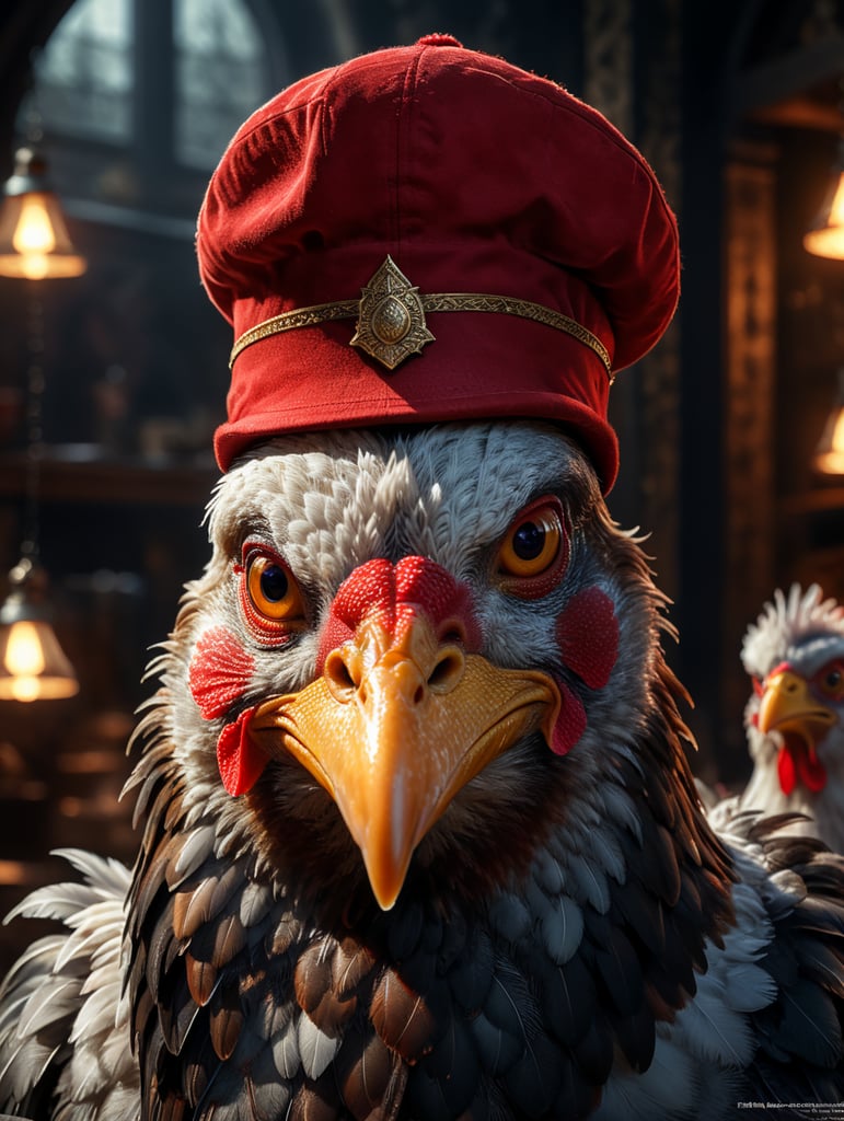 chicken with red hat