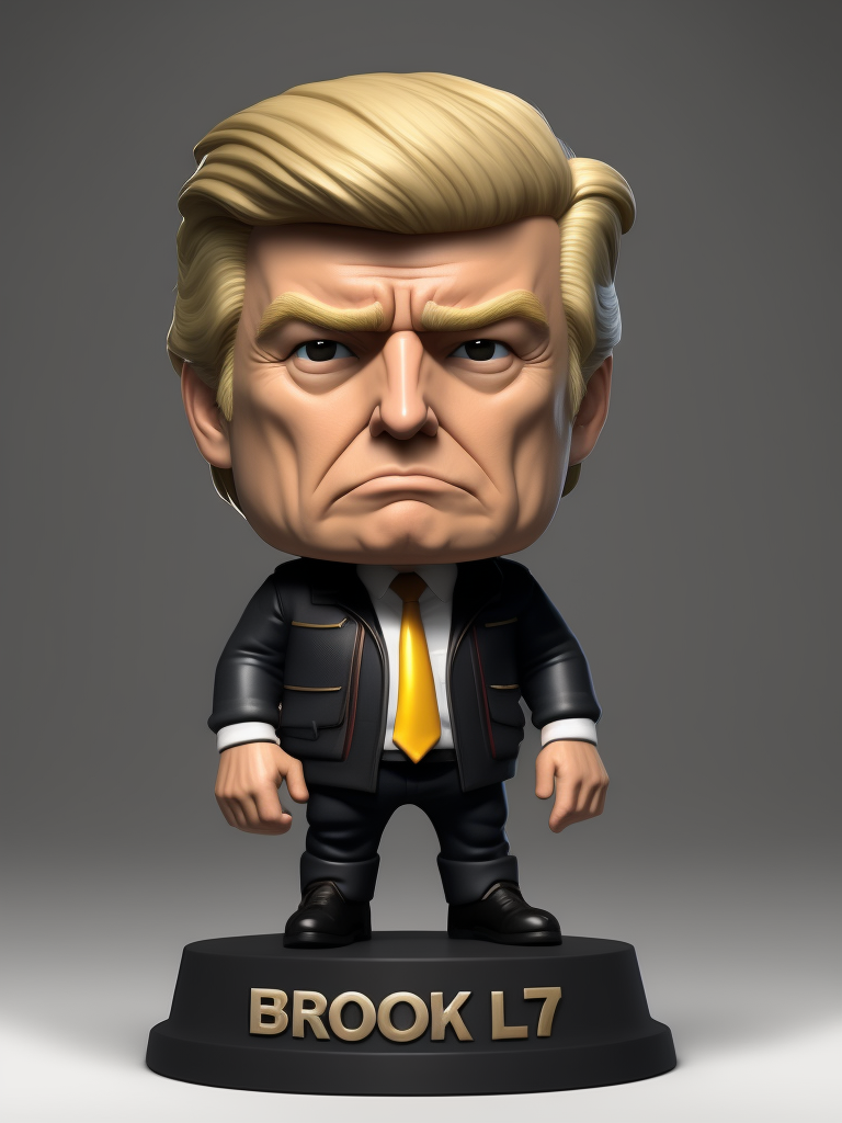 Donald Trump as jake peralta from the tv show brooklyn nine-nine, bobble, head, funko pop art, hyper detailed, professional lighting, film lighting, 35mm, 50mm, ray tracing, unreal engine 5, zbrush