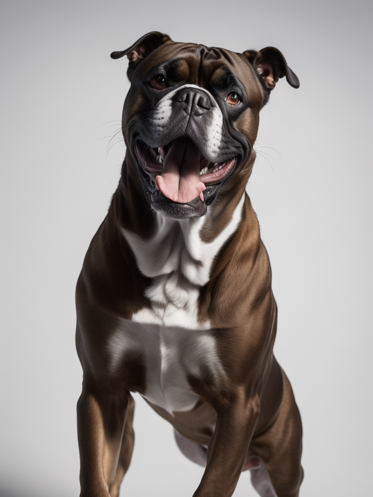 Boxers are strong and energetic dogs smiling on whithe background (limbo white) (((white background))) smiling (((smiling))) (((happy))