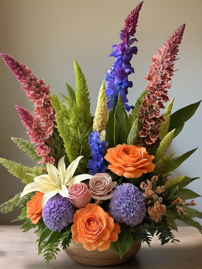 IMAGINE A CANNBIS FLOWER COLORFUL FLOWER ARRaNGEMENT