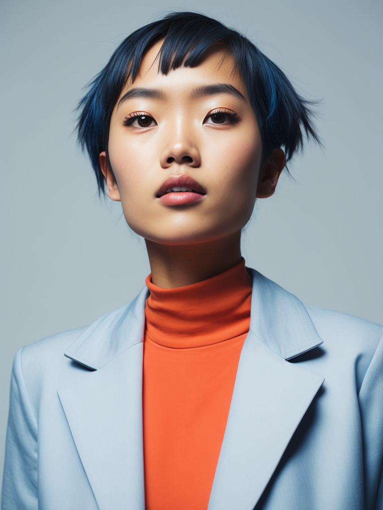 Asian girl in a blue jacket