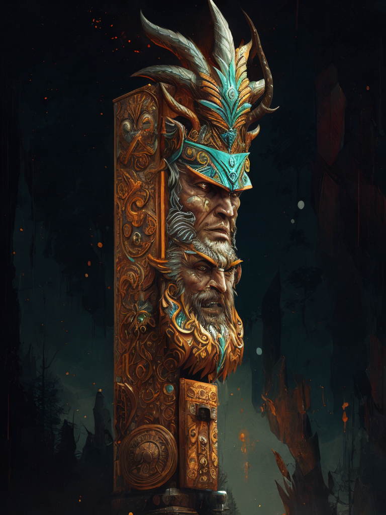 Slavic Totem Pole, deep carved, Slavic angry god face, Slavic Nation, slavic culture, odin