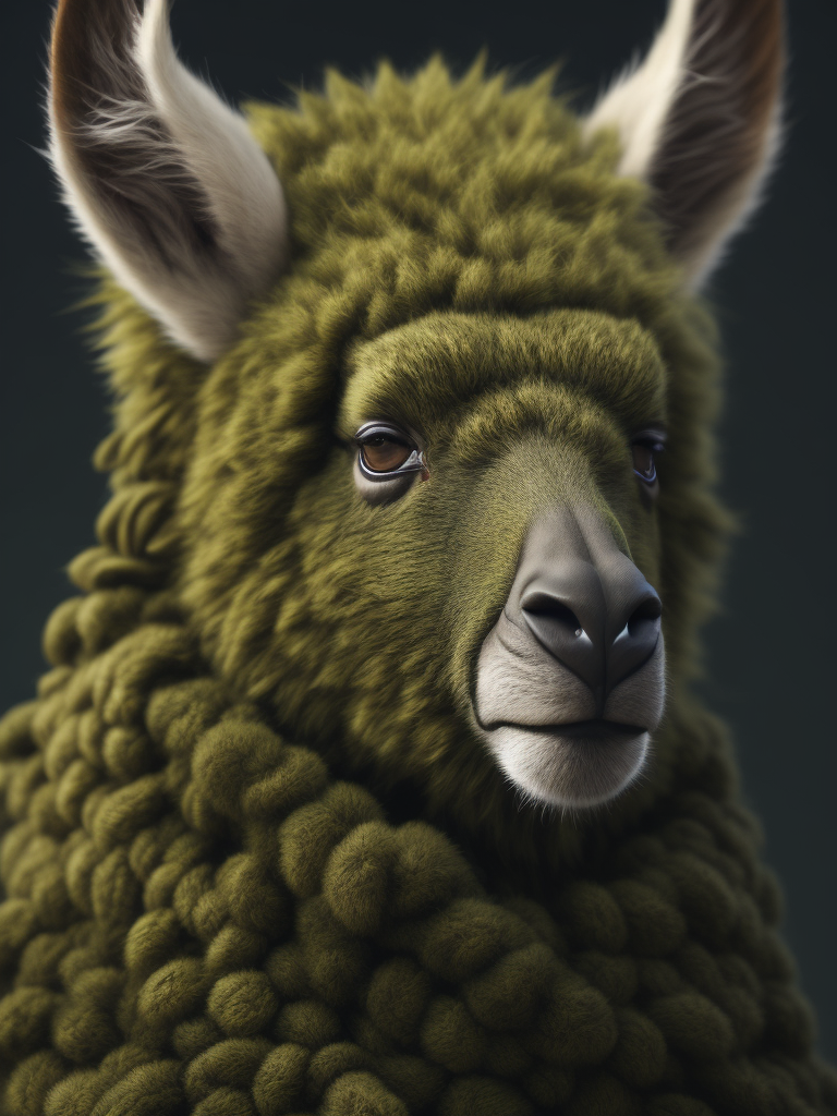 Knitted green lama