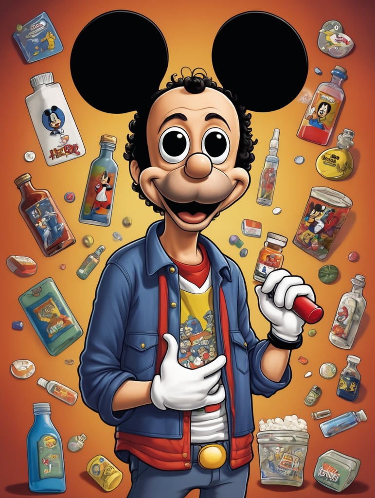 Gustavo Cerati as A cartoon character with drugs addiciton,such as Mickey Mouse, Bugs Bunny, or Homer Simpson