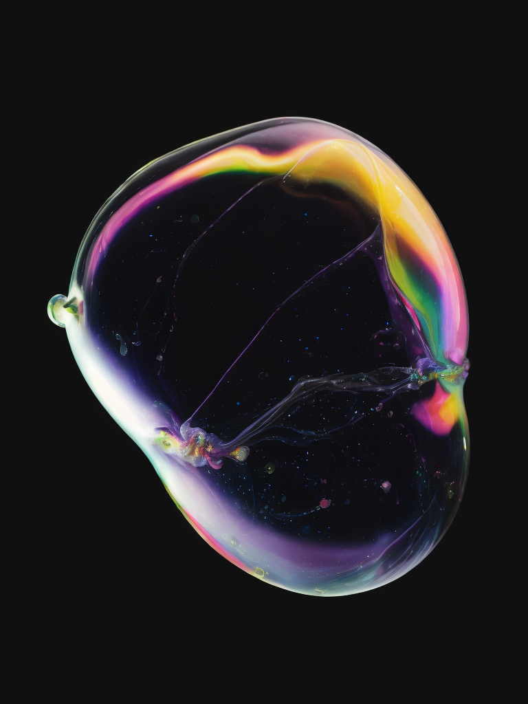 Multicolored soap bubble on a black background