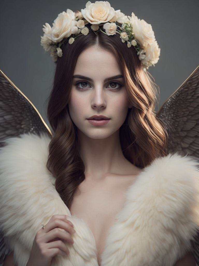 lana del rey with wings and flower crown