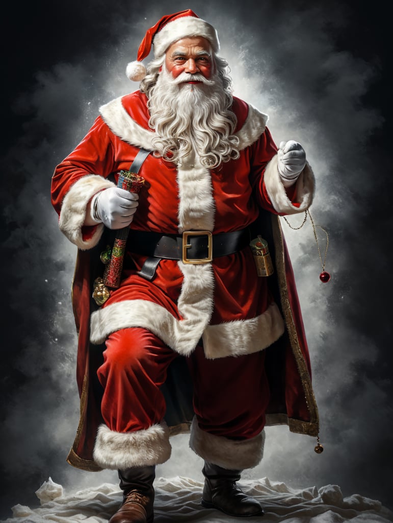 A Clean portrait of the full body of Santa on white background