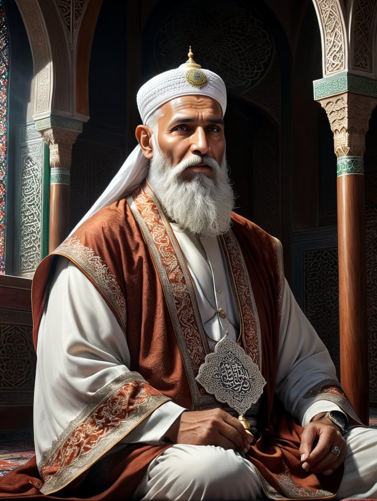 Old Man with white beard, Muslim