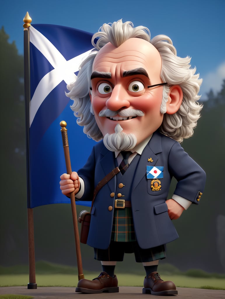 Billy connoly with a Scottish flag