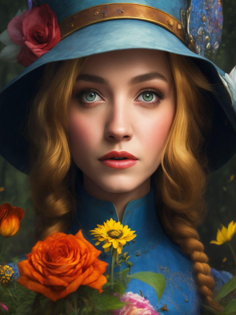 Alice in wonderland, vivid colors, wide angle, super highly detailed, professional digital painting, concept art,