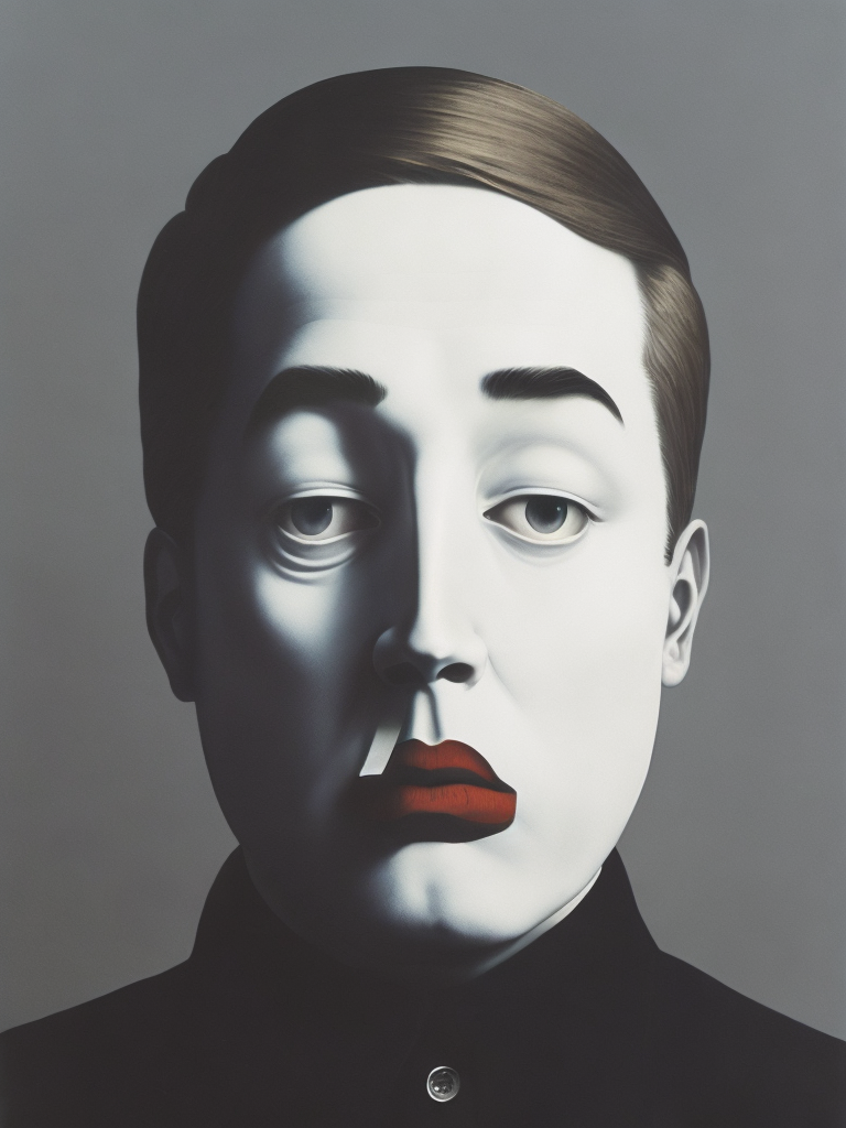 Creepy white face by rene magritte