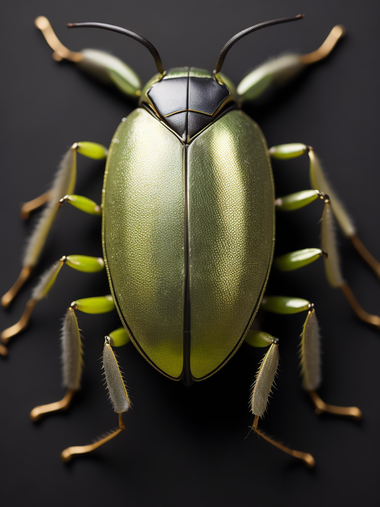 beautiful beetle, metallic, gold and lime green, black background, incredibly detailed, overhead view, vibrant, dramatic lighting