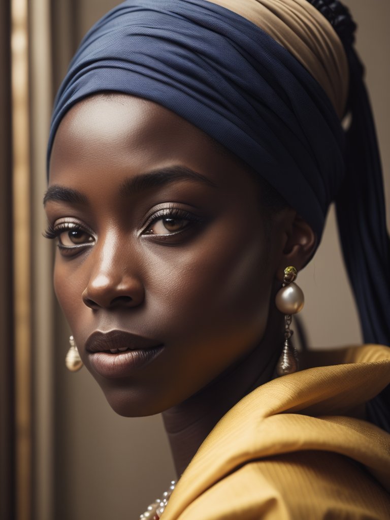 A beautiful African princess with a pearl earring by Johannes Vermeer