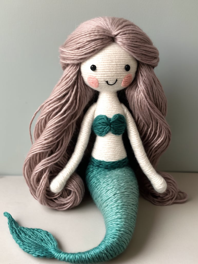a mermaid out of yarn