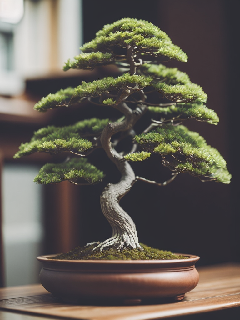 bonsai tree, tilt shift, depth of field