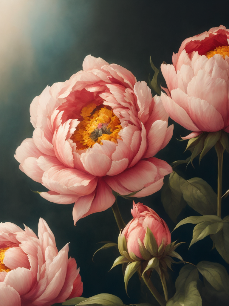 красивые розовые цветы пион и бутоны цветов