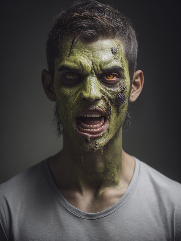 zombie, half mosquito, half vampire, head covered with goo, the fly, monster, manga