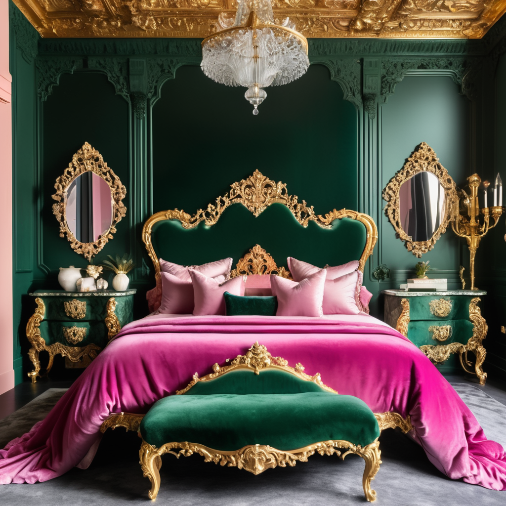 Premium Free ai Images detailed maximalist bedroom featuring dark