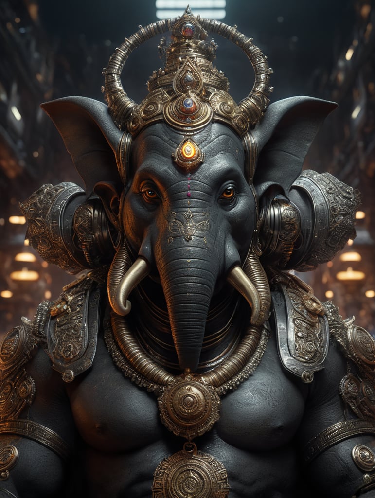 create a cyber punk lord vinayagar