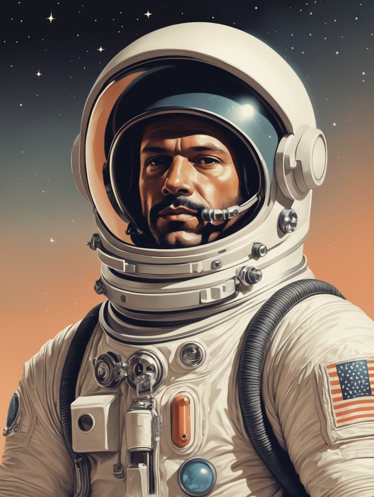 70's illustration of a astronaut