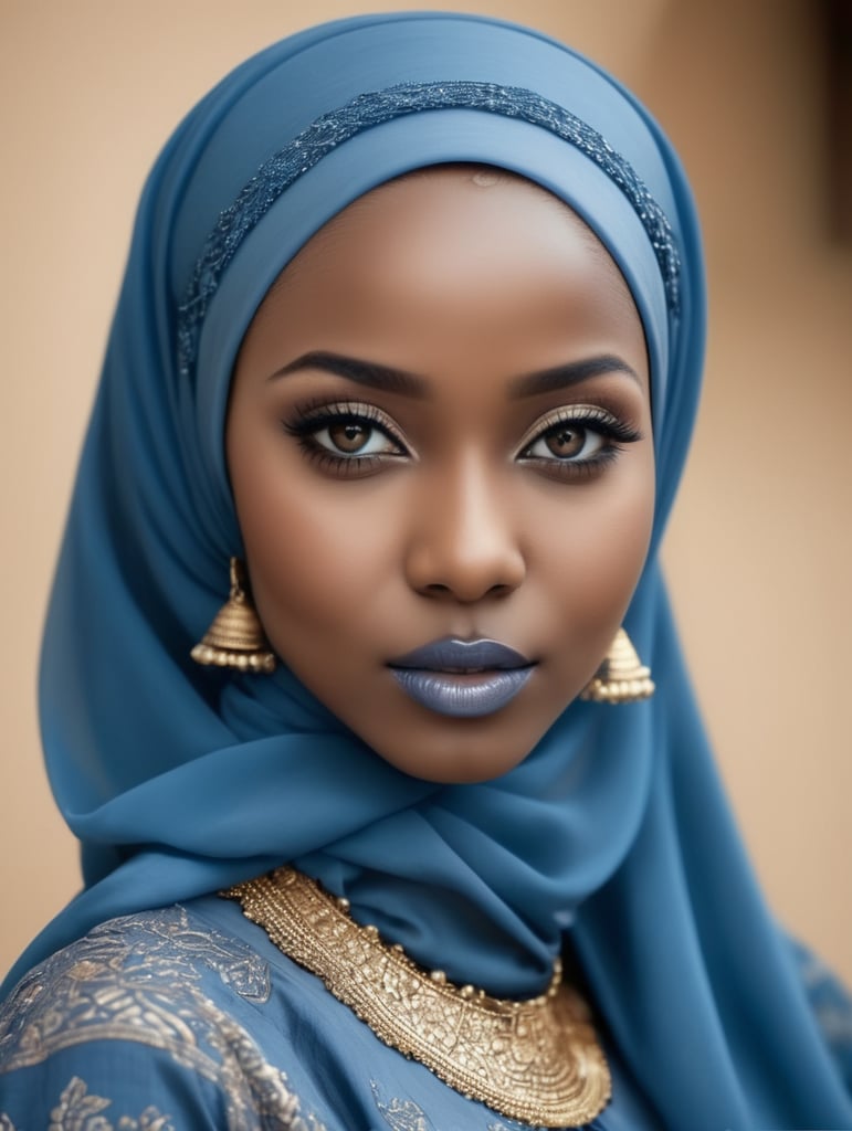 a beautiful hausa girls in blue hijab
