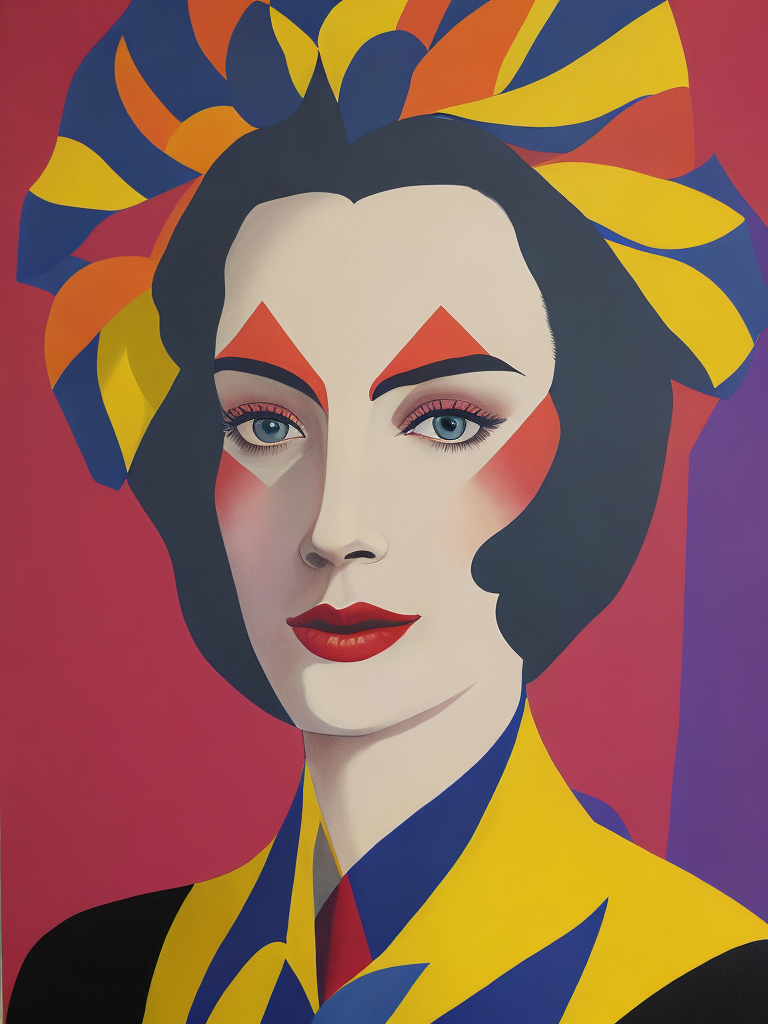 harlequin portrait, painting, illustration, Lithography, Pop-art, style of Richard Lindner