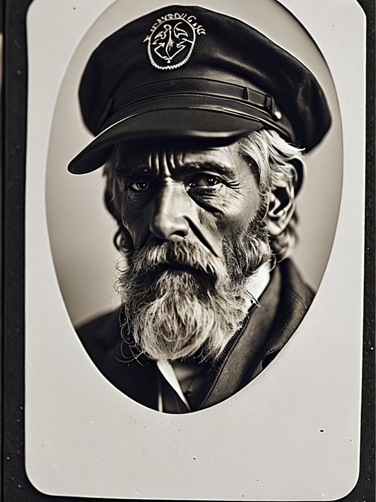 a wet plate photograph of a grizzled old sea captain