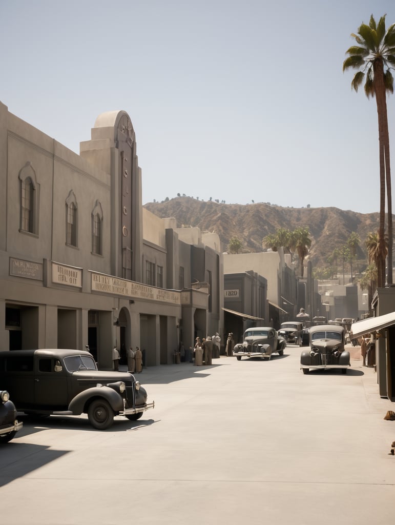 Hollywood, film studio backlot in the 1940s, daytime