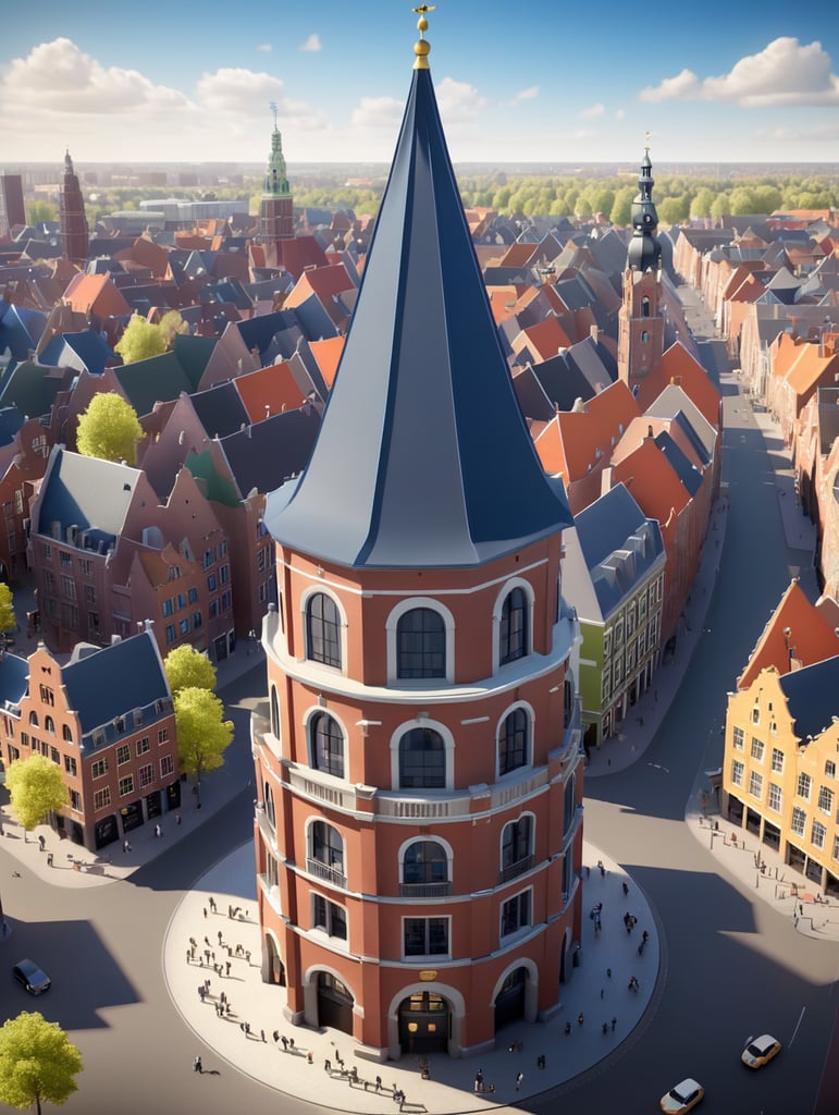 3d rendering of the martini tower in Groningen